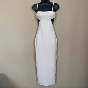 Shein Tan Side Cutout Spaghetti Strap Midi Dress